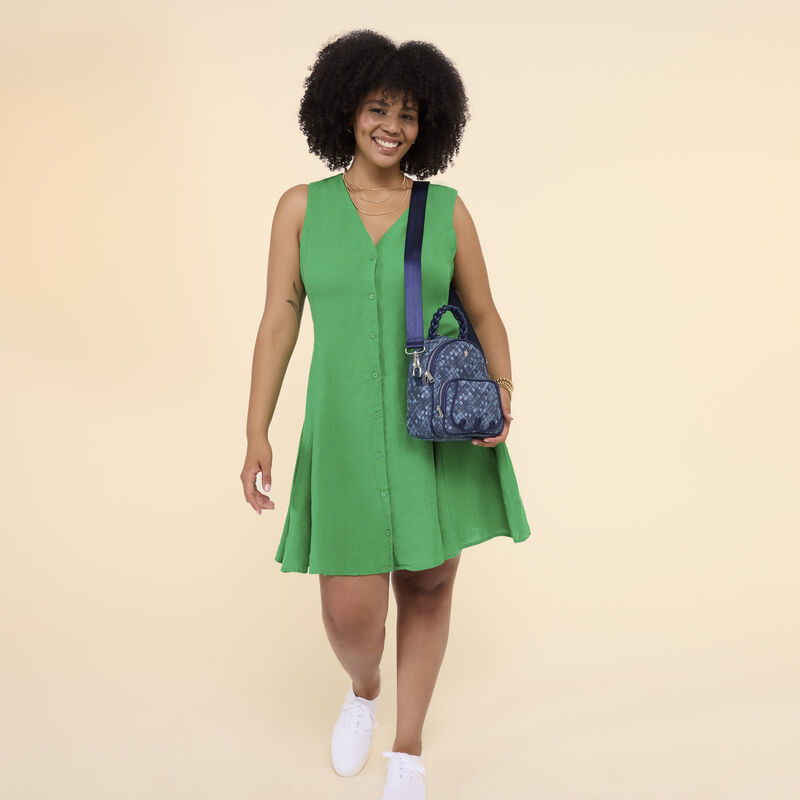 Loungefly Faux Denim Convertible Mini Backpack & Crossbody Bag LFlifestyle1 view 2